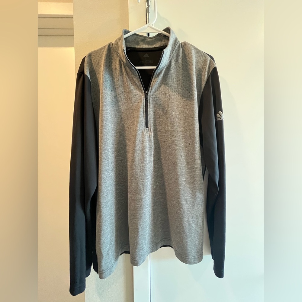 Adidas, half zip long sleeve pullover, size large